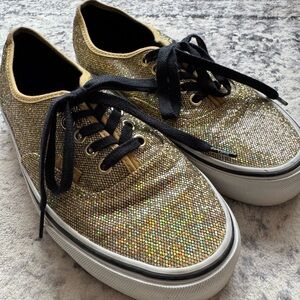 VANS Authentic Gold Holo Glitter Skate Shoes Sneakers
